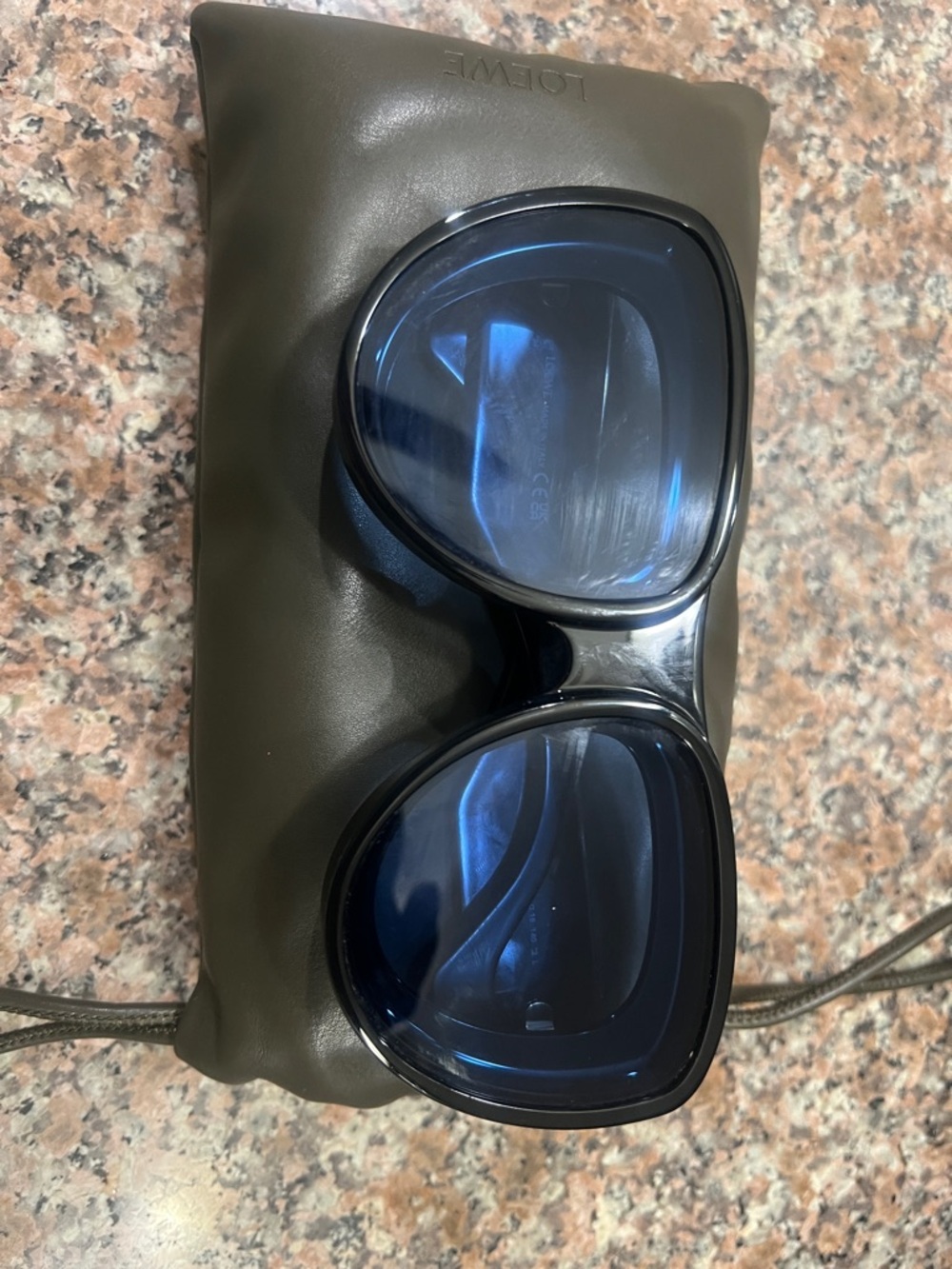 Loewe Black Frame Sunglasses with Blue Lenses